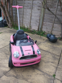 mini cooper push car pink